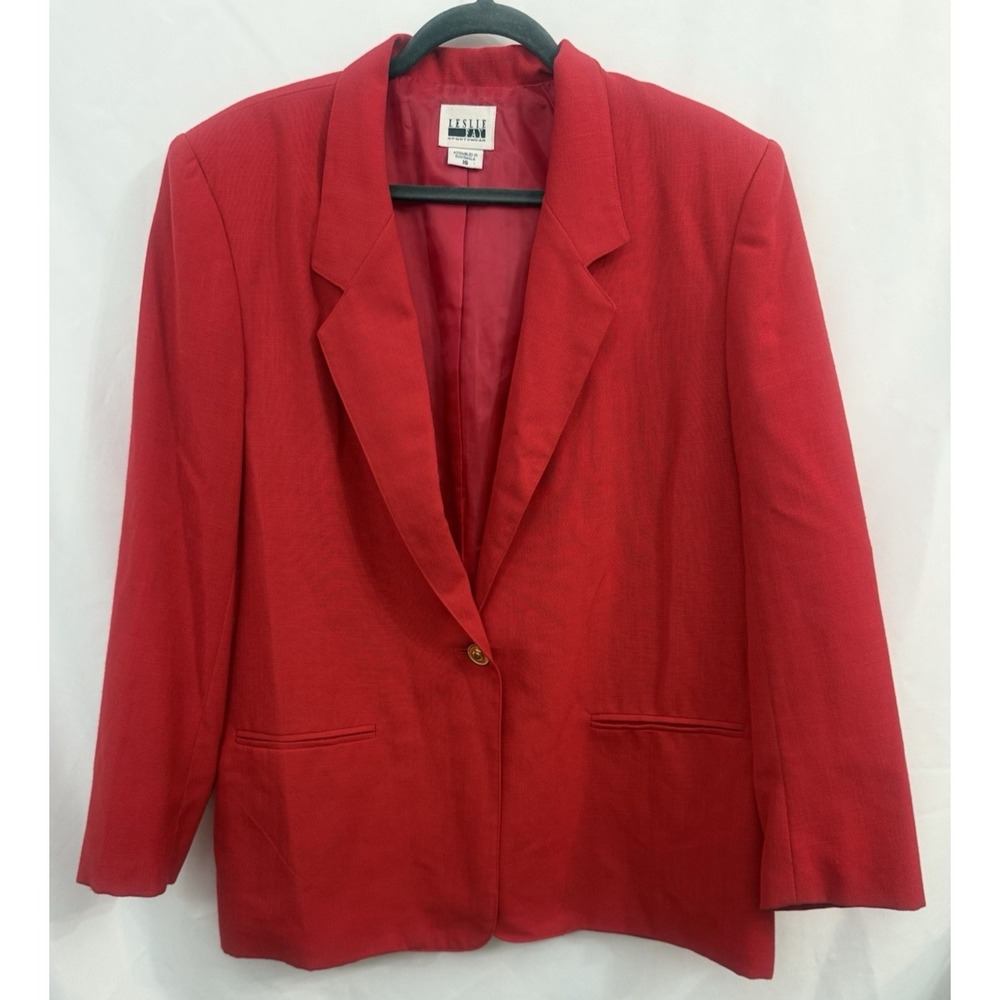 Leslie Fay Sportswear Red Blazer Jacket Women's Size 16‎